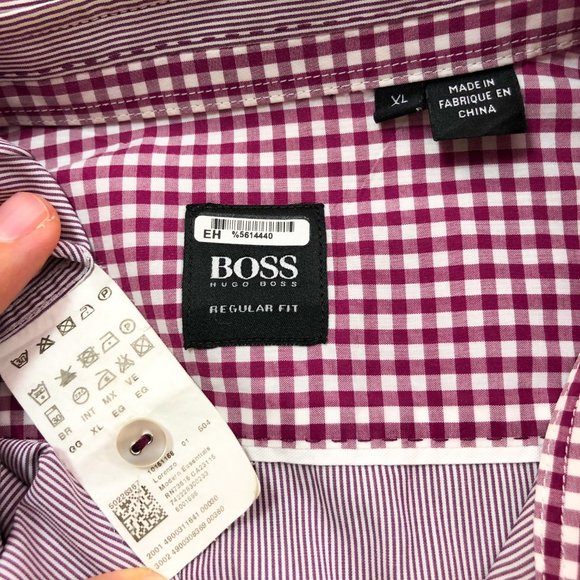 Hugo Boss Regular Fit Maroon Stripe Sport Shirt XL - Picture 6 of 8